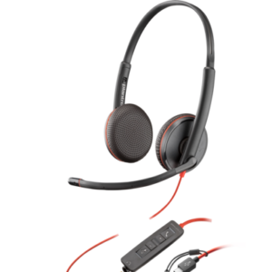 Poly Blackwire 3225 Stereo USB-C Headset with 3.5mm Plug & USB-C/A Adapter