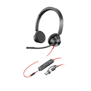 Poly Blackwire 3325 Stereo Microsoft Teams Certified USB-C Headset with 3.5mm Plug & USB-C/A Adapter