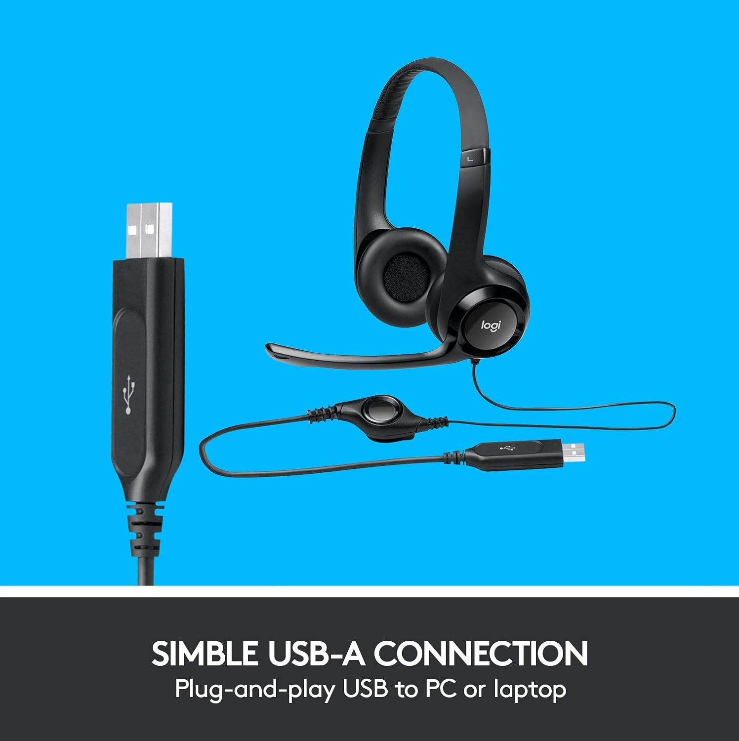 Logitech Headset Wired - H390 Stereo USB A - Image 3