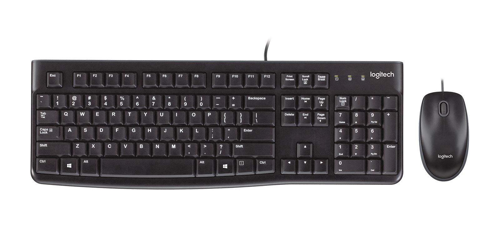 Logitech Keyboard Mouse Combo Wired - MK120 English & Arabic