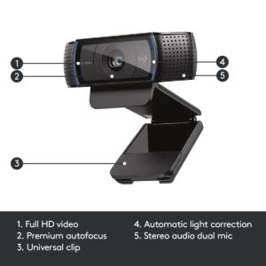 Logitech Webcam - C920 FHD 1080P USB A
